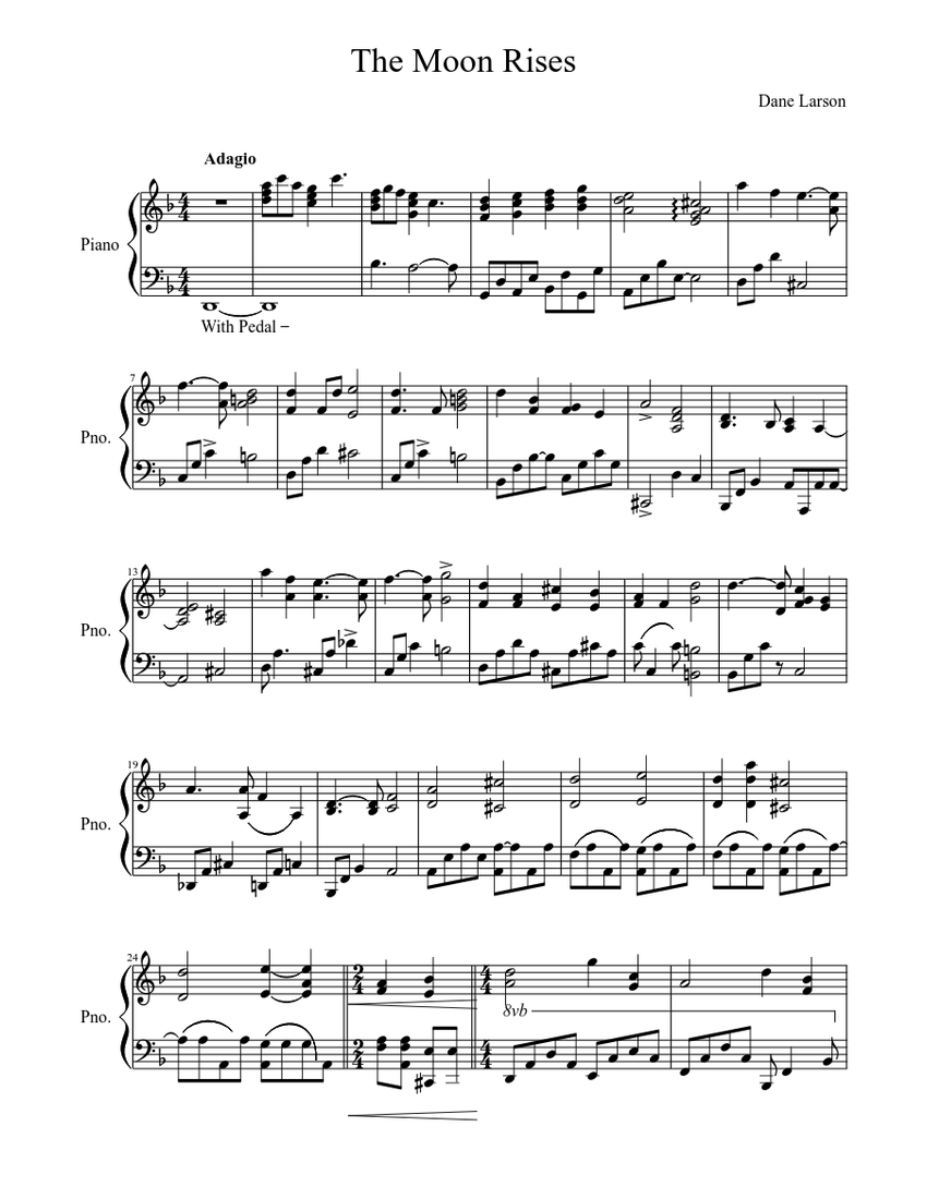 The Moon Rises (In F Major) Sheet music for Piano (Solo) | Musescore.com
