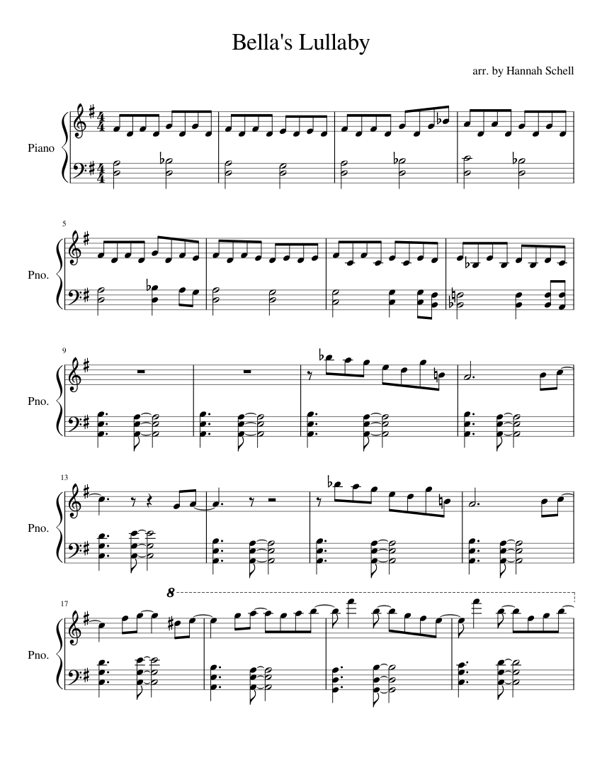 Bella's Lullaby sheet music for Piano download free in PDF or MIDI