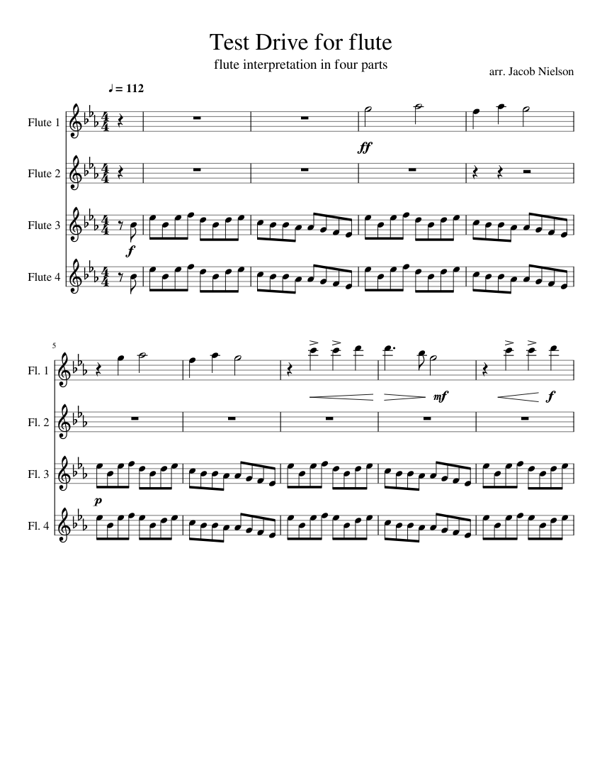 Test Drive Sheet music for Flute | Download free in PDF or MIDI