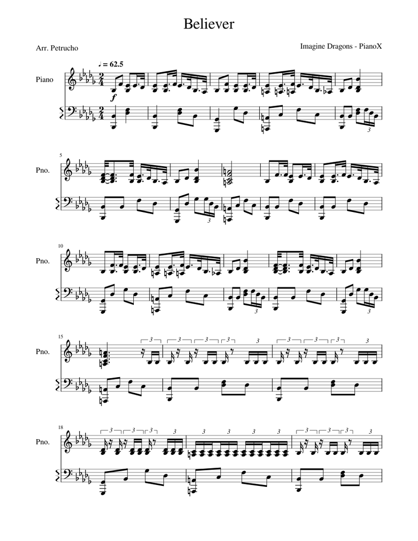 Imagine Dragons - Believer Sheet music for Piano (Piano Duo) | Musescore.com