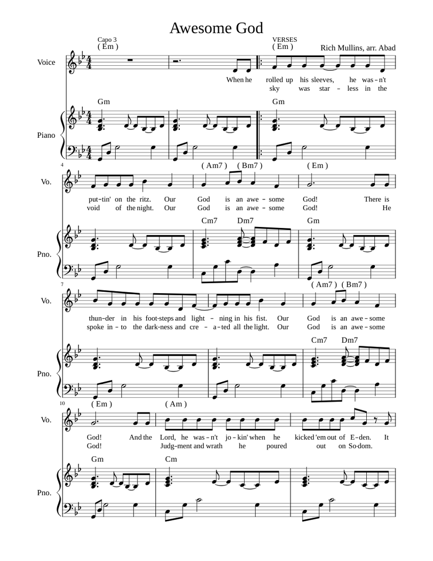 Awesome God Sheet music for Piano, Voice | Download free in PDF or MIDI