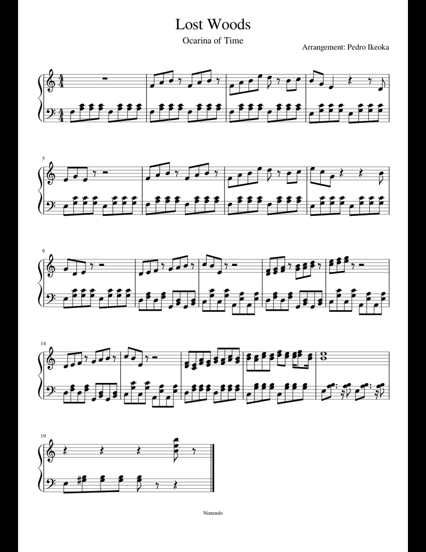 Lost Woods (Saria's song) Piano sheet music for Piano download free in