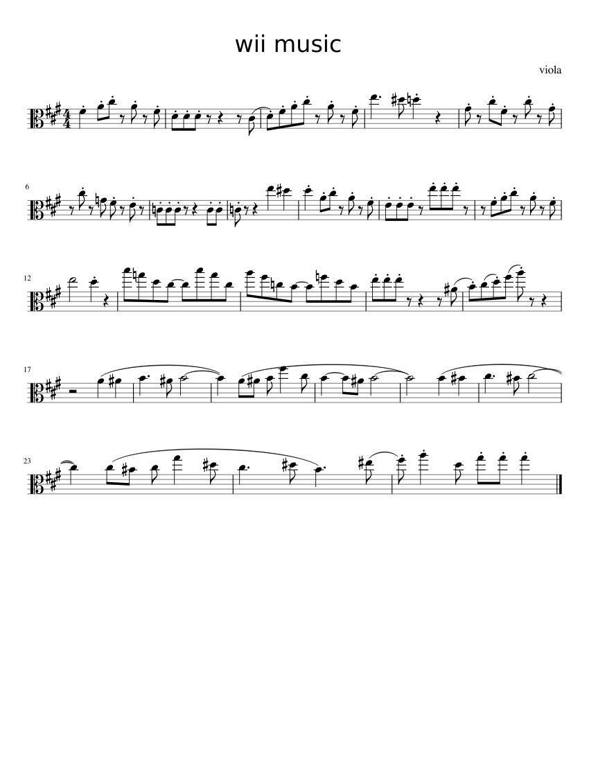 wii music for viola Sheet music for Piano | Download free in PDF or