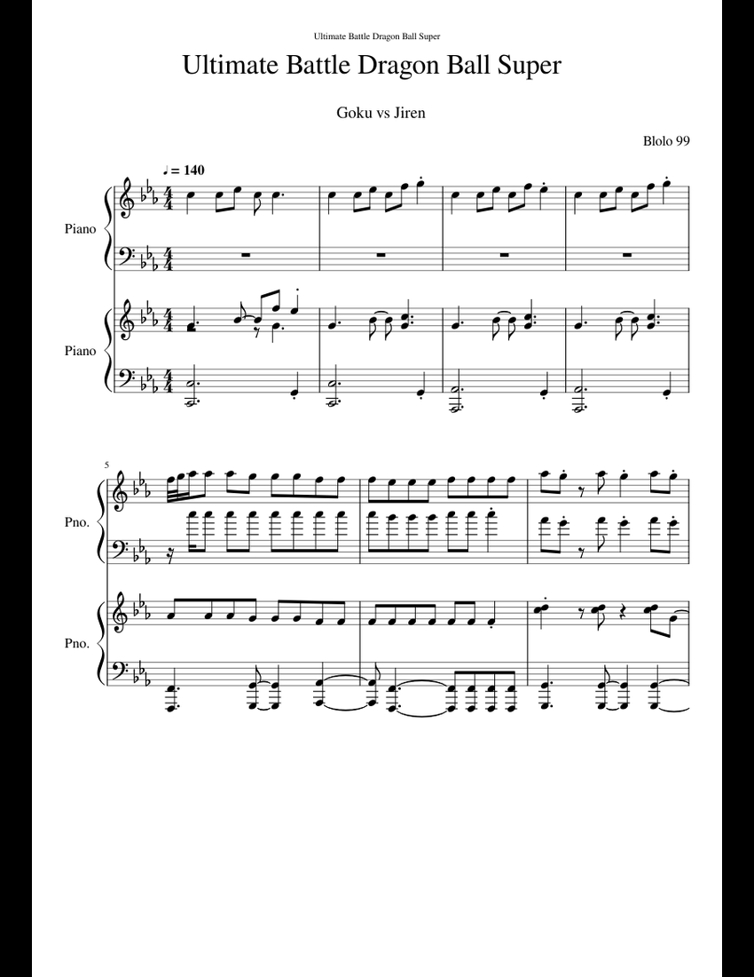 Ultimate Battle Dragon Ball Super sheet music for Piano download free
