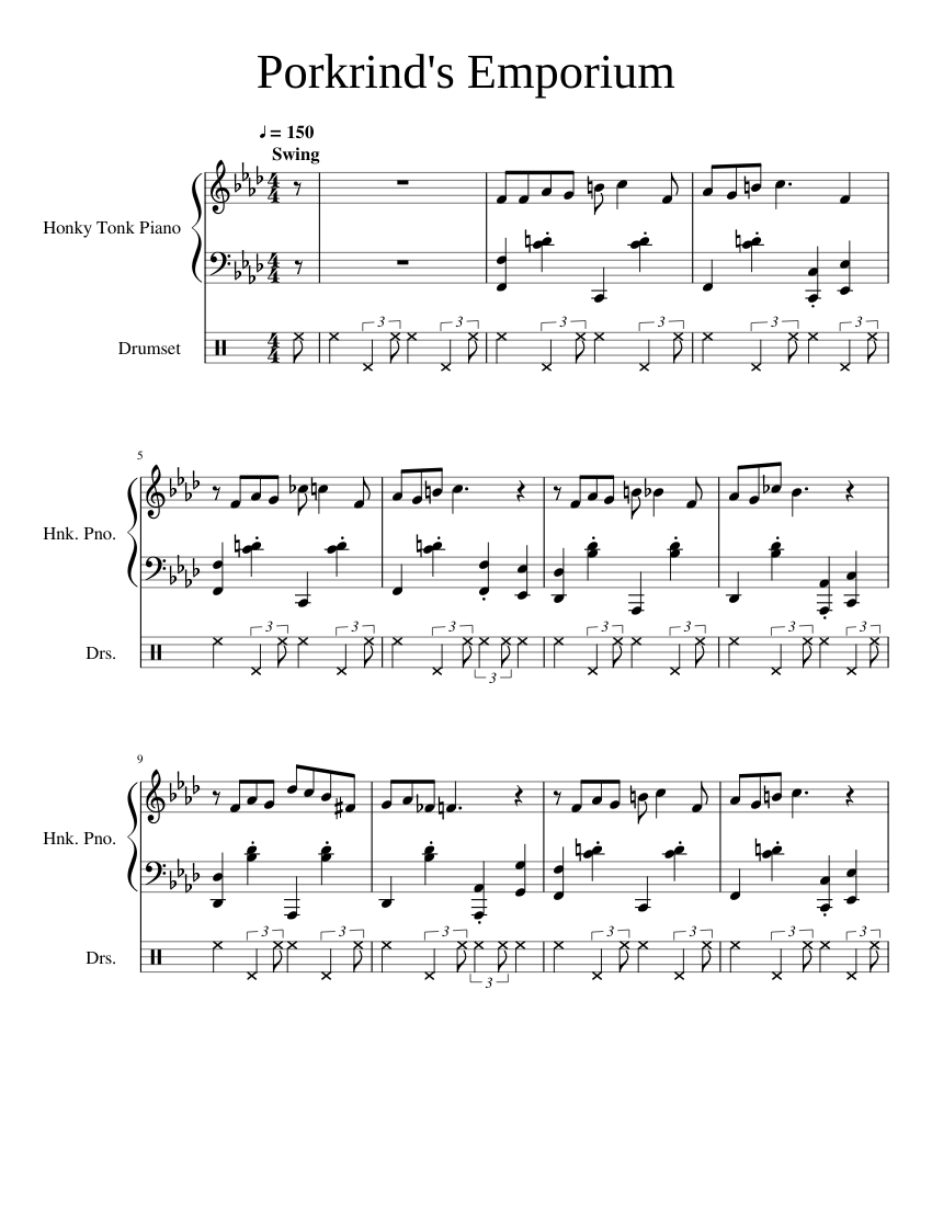 Porkrinds Emporium Sheet music for Piano, Percussion Download free in