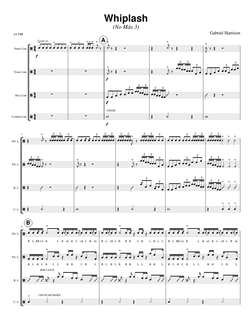 Whiplash Sheet music for Percussion | Download free in PDF or MIDI