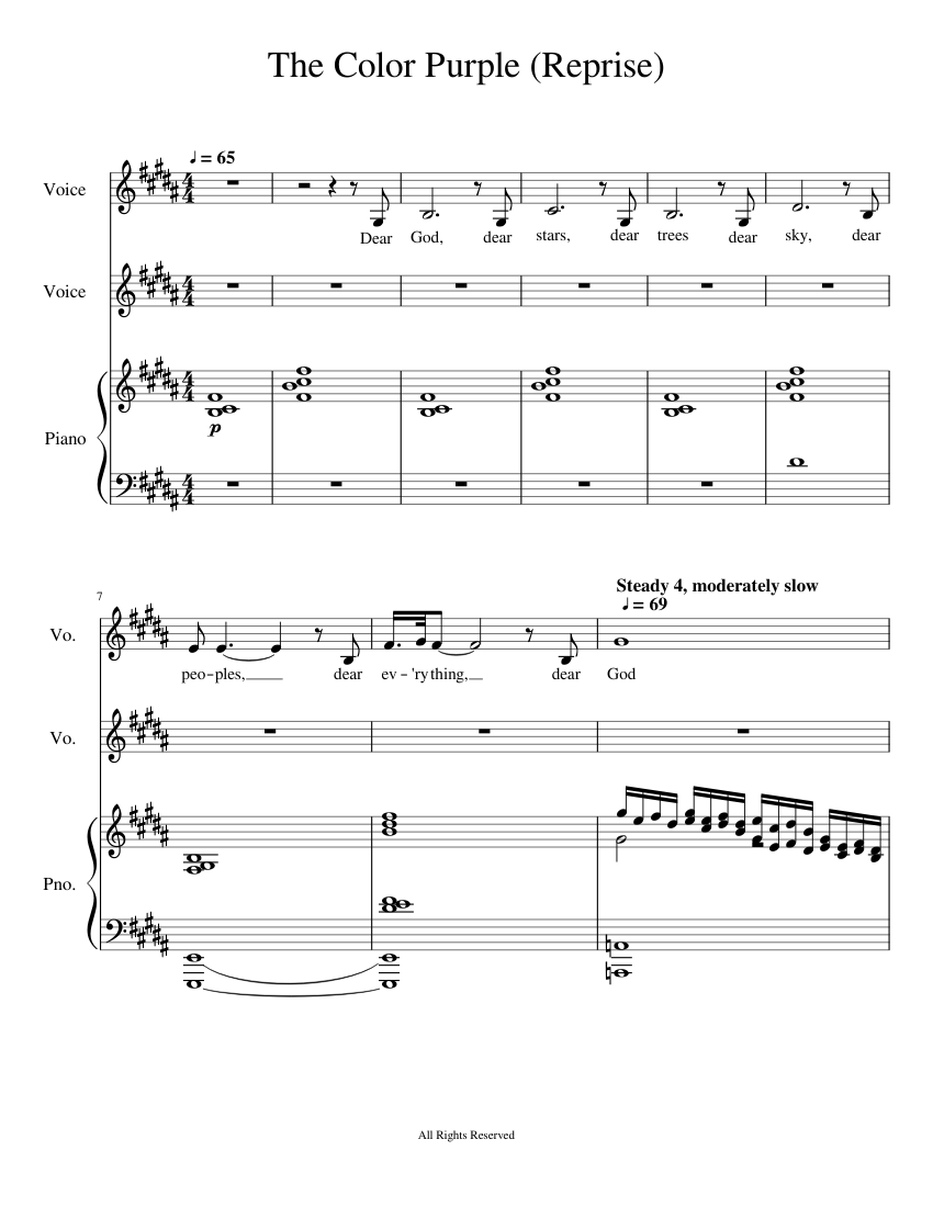 The Color Purple Reprise Sheet music for Piano, Voice | Download free ...