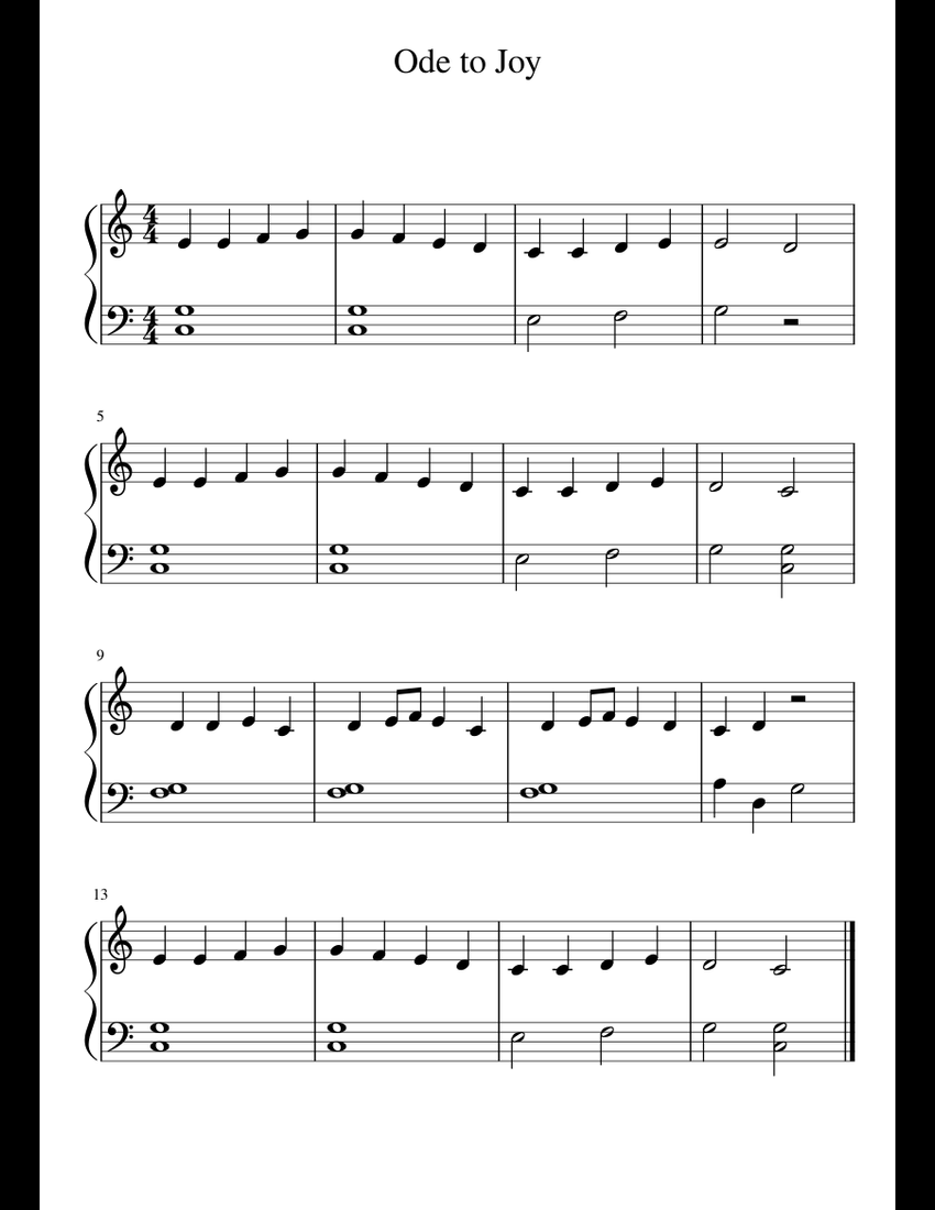 Ode to Joy sheet music for Piano download free in PDF or MIDI