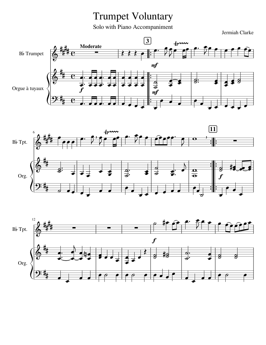 TRUMPET VOLUNTARY Sheet music for Trumpet, Organ Download free in PDF