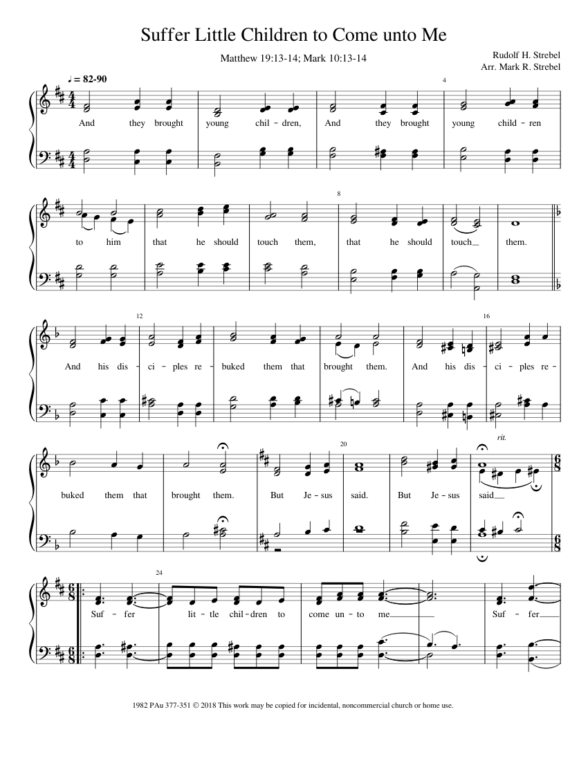 Suffer Little Children to Come Unto Me Sheet music for Piano (Church ...