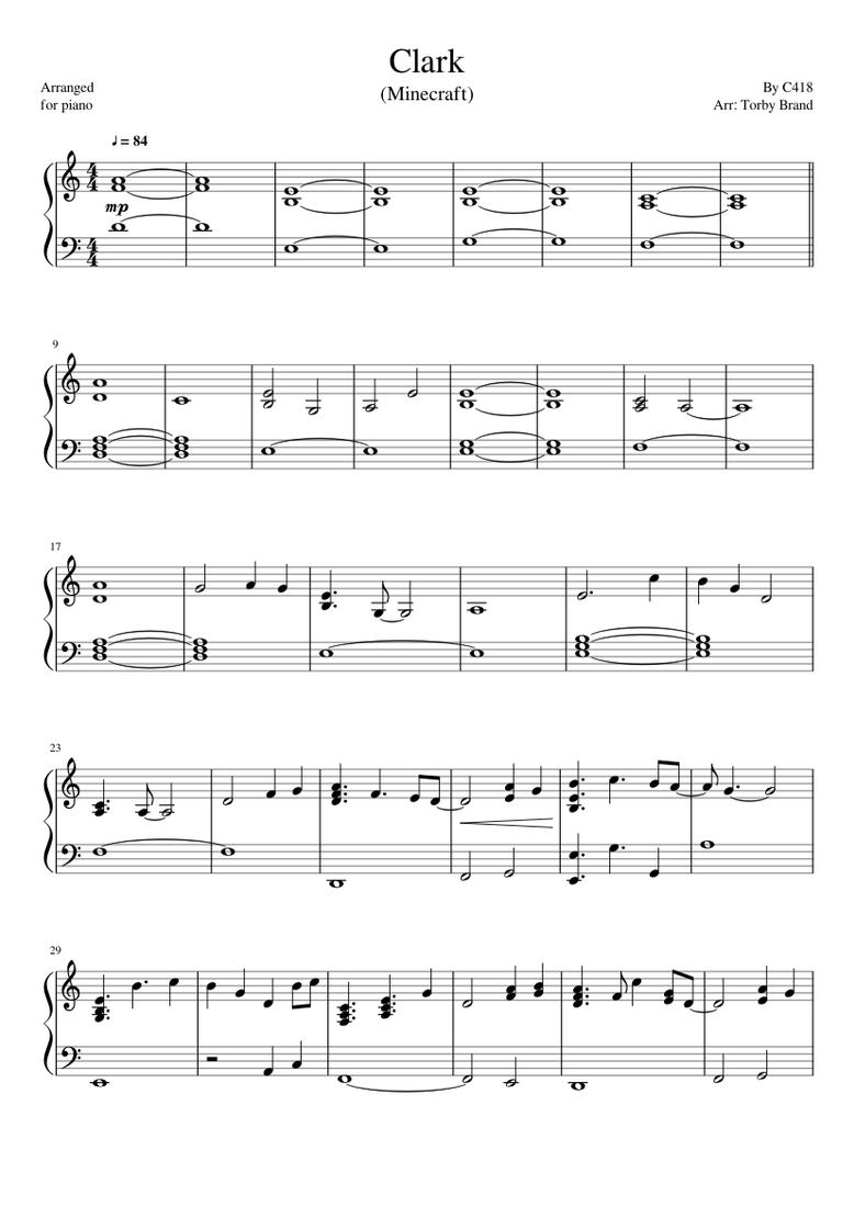 Clark Minecraft Sheet Music For Piano Download Free In Pdf Or