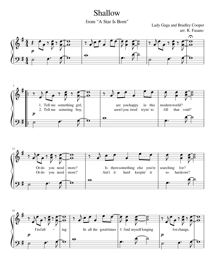 Shallow easy accomp. Sheet music for Piano (Solo) | Musescore.com