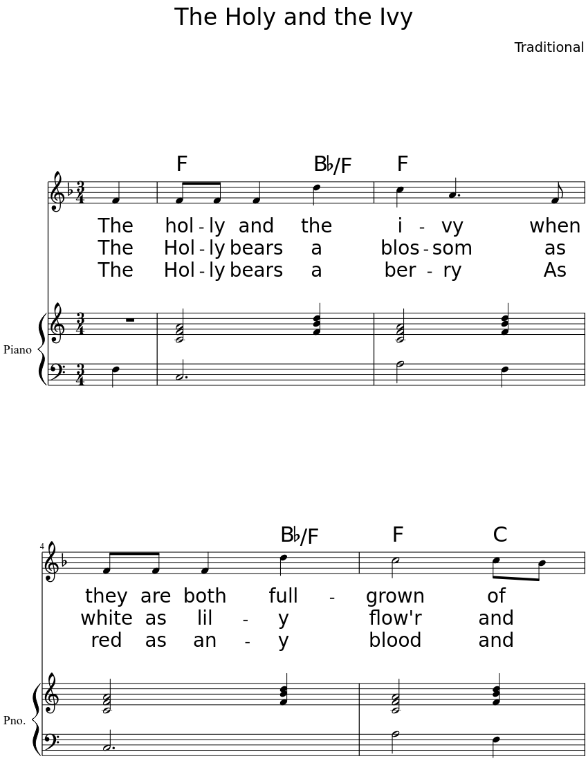 The Holly and the Ivy Sheet music | Download free in PDF or MIDI