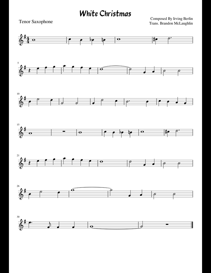 White Christmas sheet music for Tenor Saxophone download free in PDF or