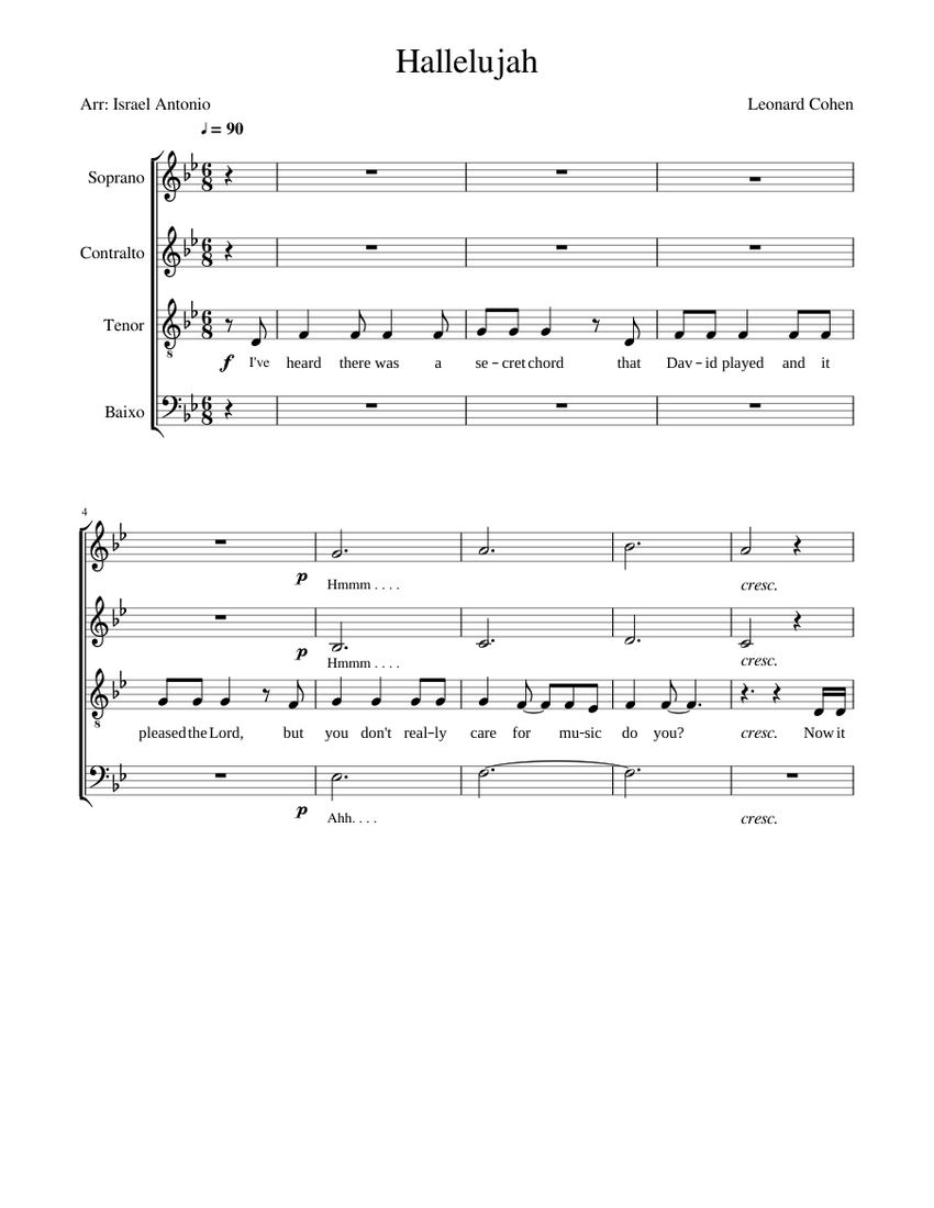Hallelujah Sheet music for Soprano, Tenor, Alto, Bass (SATB