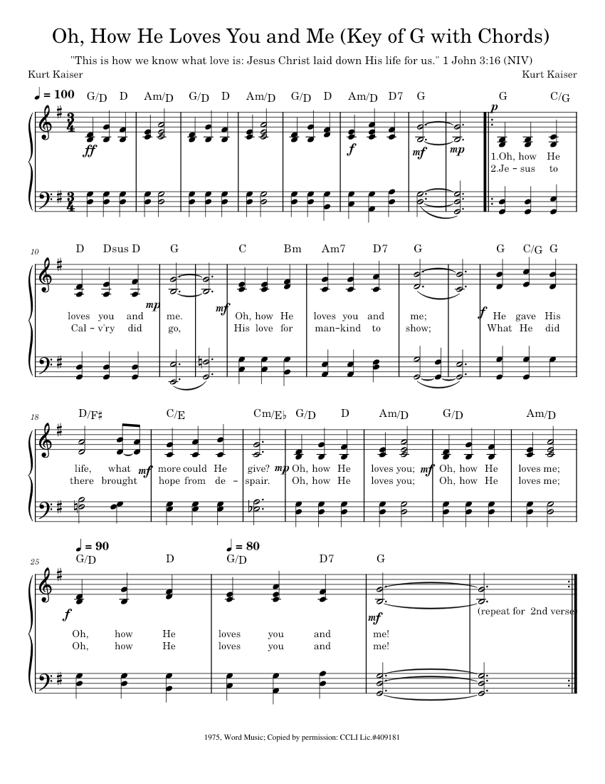 Oh How He Loves You And Me Sheet Music For Piano Solo Musescore Com