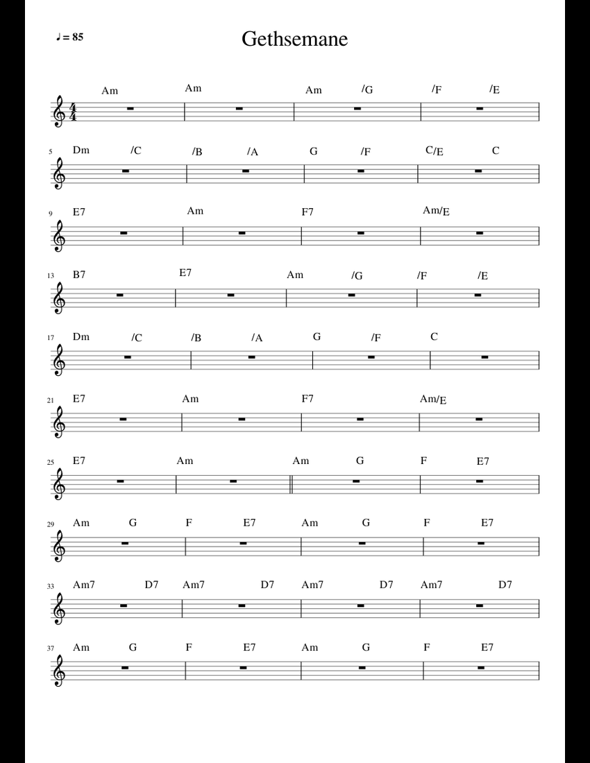 Gethsemane 1 sheet music for Piano download free in PDF or MIDI