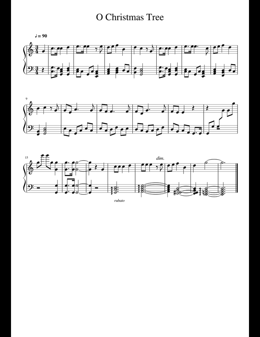 O Christmas Tree sheet music for Piano download free in PDF or MIDI