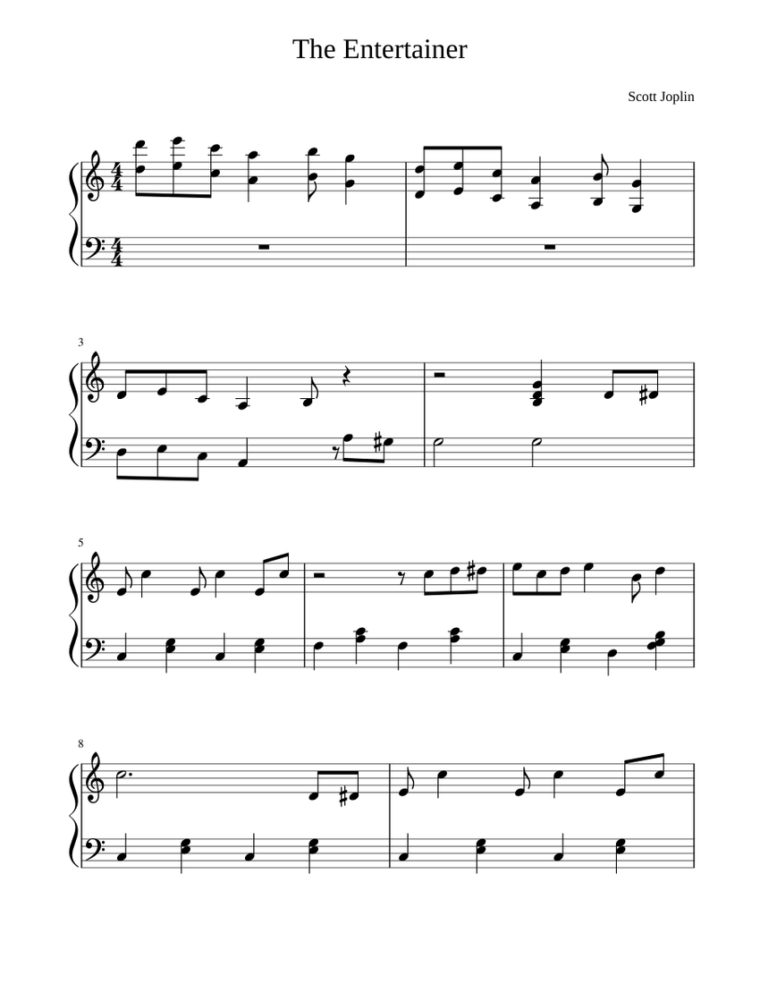 The Entertainer Kids 2 Sheet music for Piano | Download free in PDF or MIDI | Musescore.com