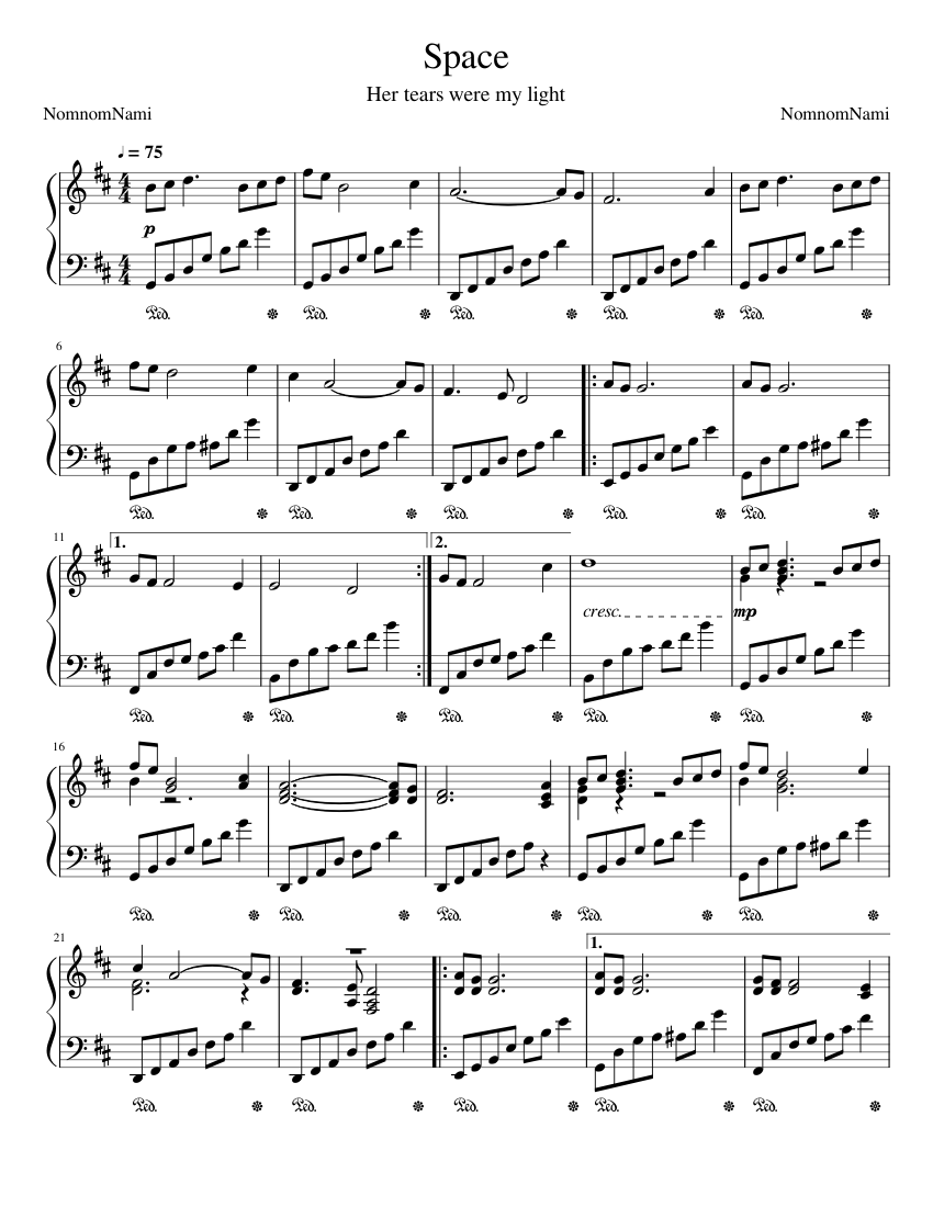 Space Sheet music for Piano (Solo) | Musescore.com