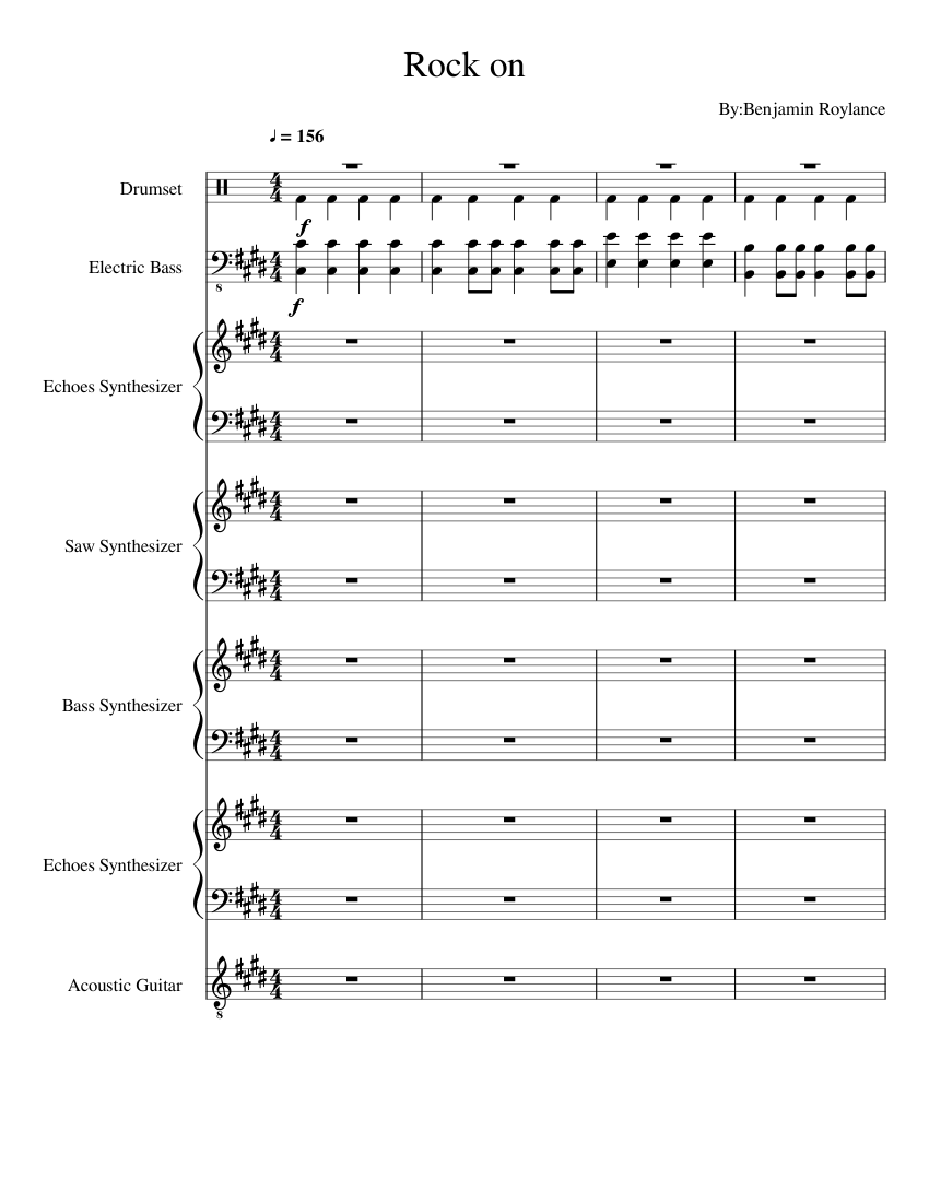 Rock on Sheet music for Drum Group, Bass, Guitar, Synthesizer & more