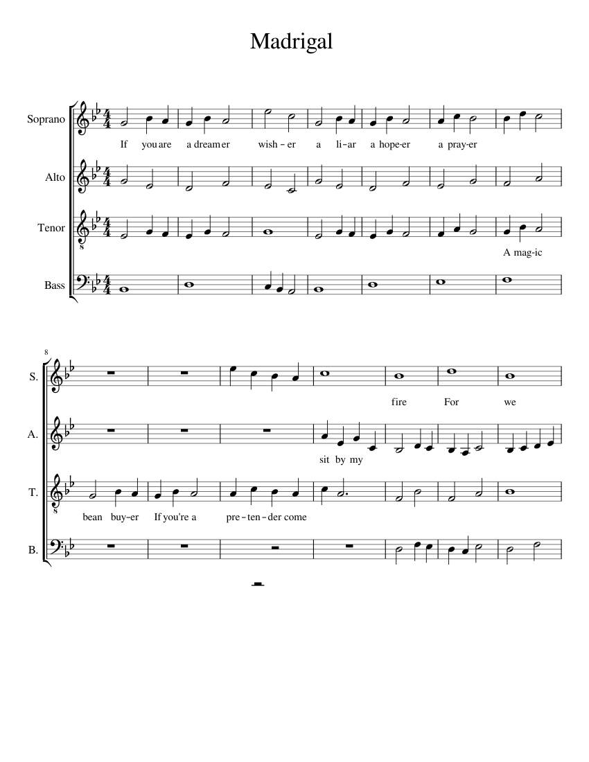 Madrigal sheet music for Voice download free in PDF or MIDI