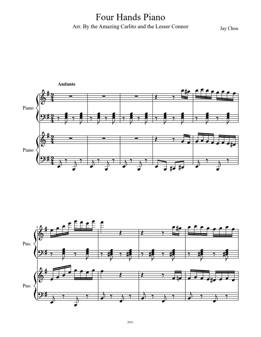 Four Hands Piano Sheet music Download free in PDF or MIDI