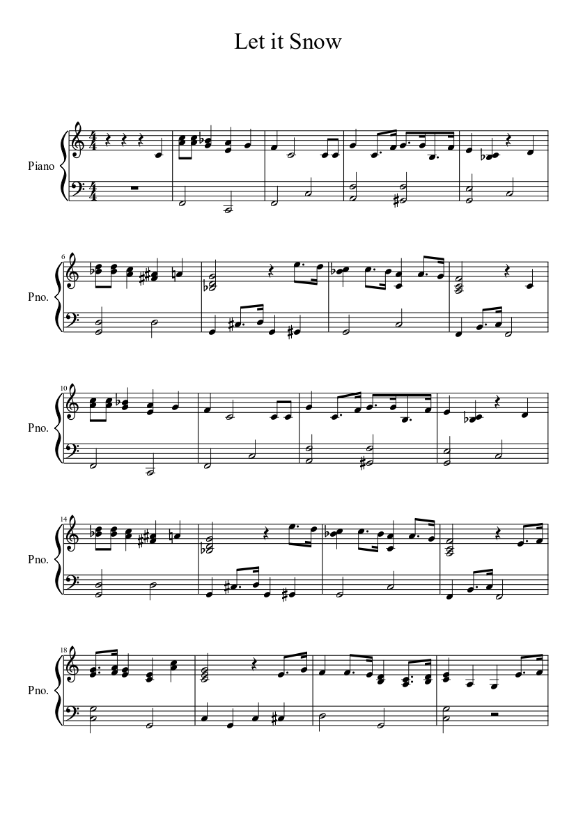 Let it Snow sheet music download free in PDF or MIDI