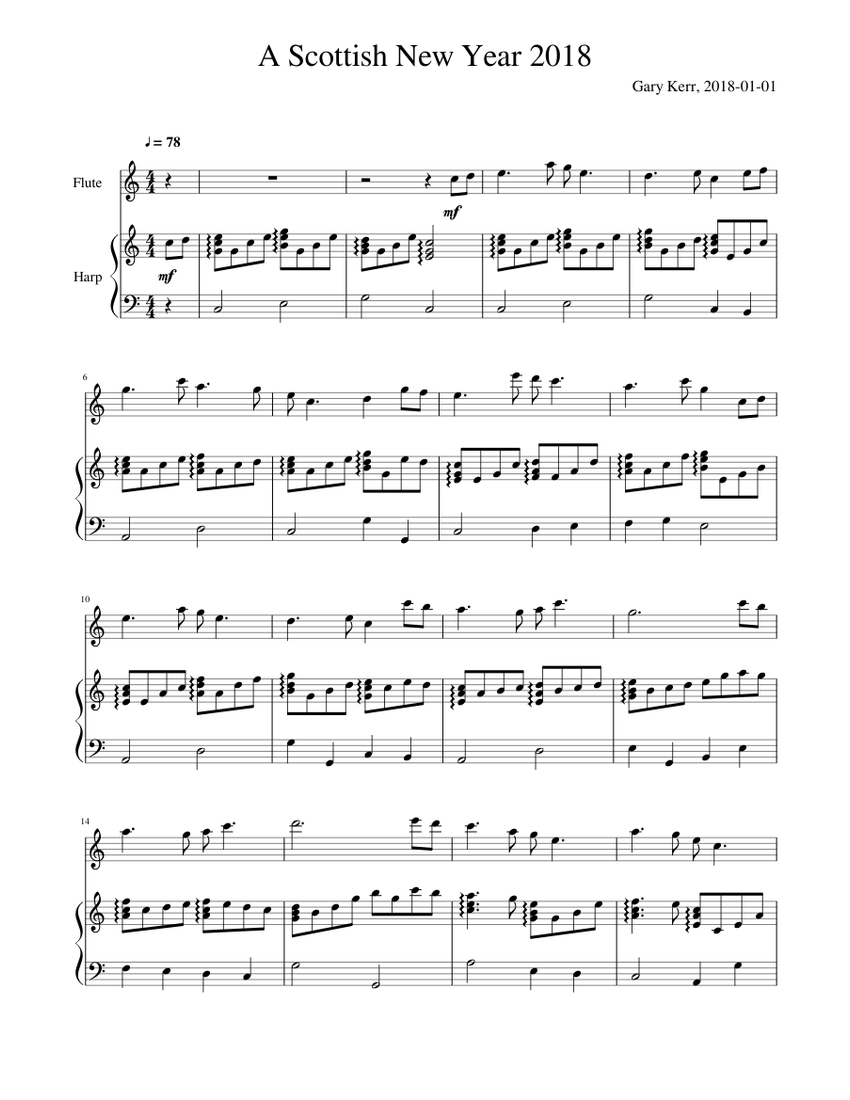 A Scottish New Year, 2018 Sheet music for Flute, Harp ...