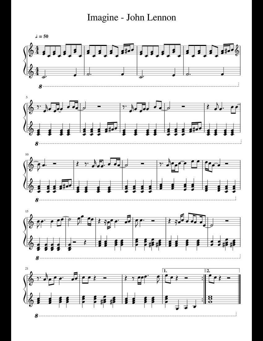 Imagine - John Lennon sheet music for Piano download free in PDF or MIDI