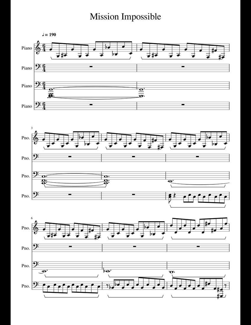Mission Impossible sheet music for Piano download free in PDF or MIDI