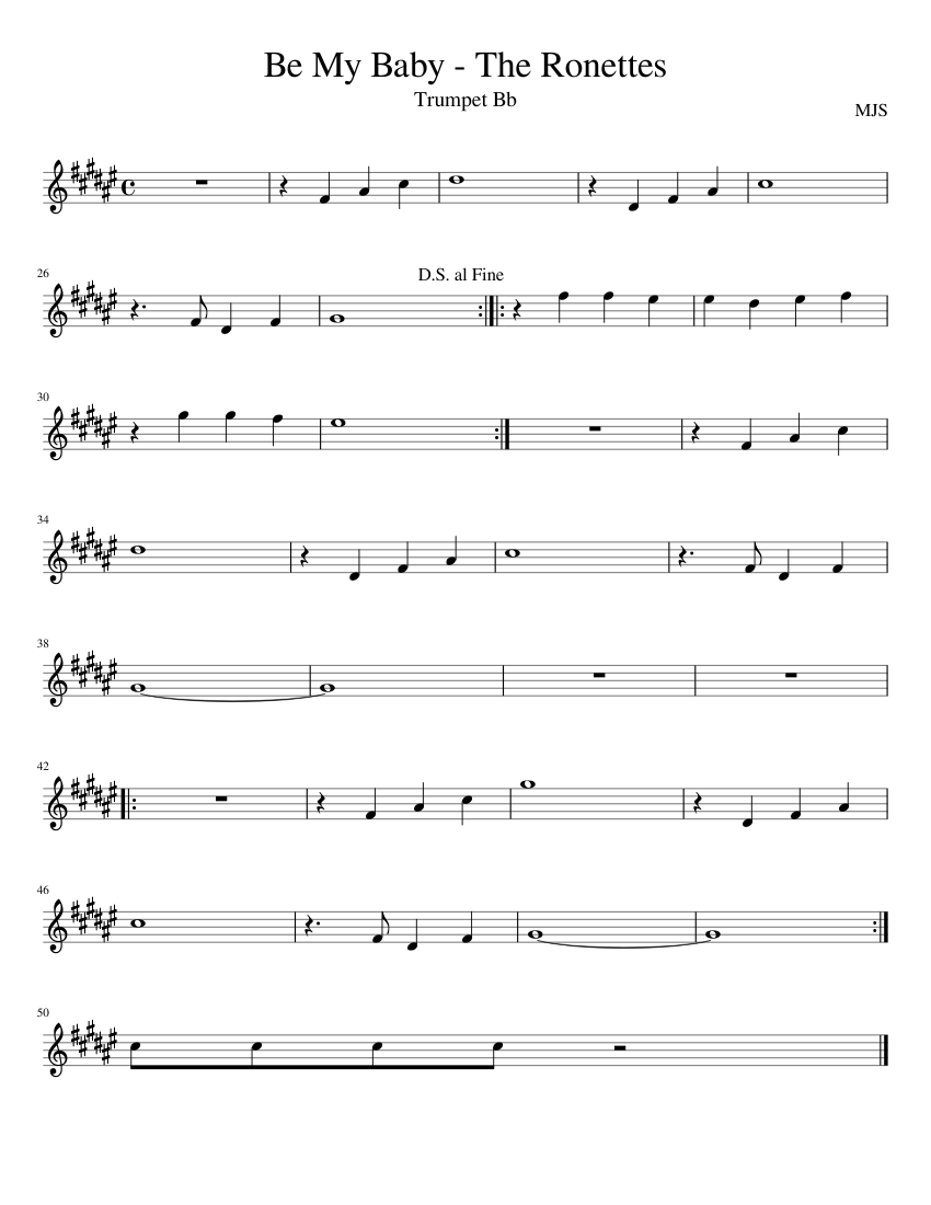 Be My Baby Trumpet Bb Sheet music for Piano (Solo) | Musescore.com