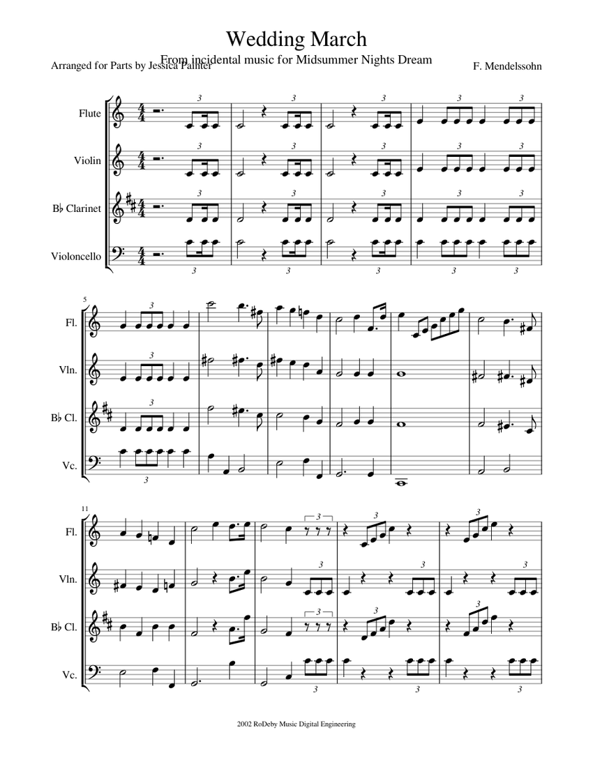 Wedding March Recessional Sheet music for Flute, Violin