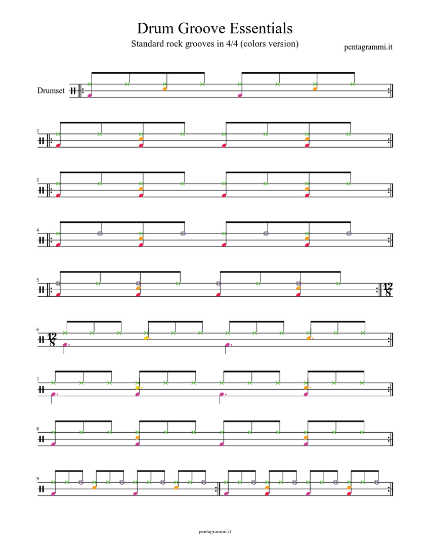 Drum Grooves Essentials in 4/4 and 12/8 Sheet music | Download free in