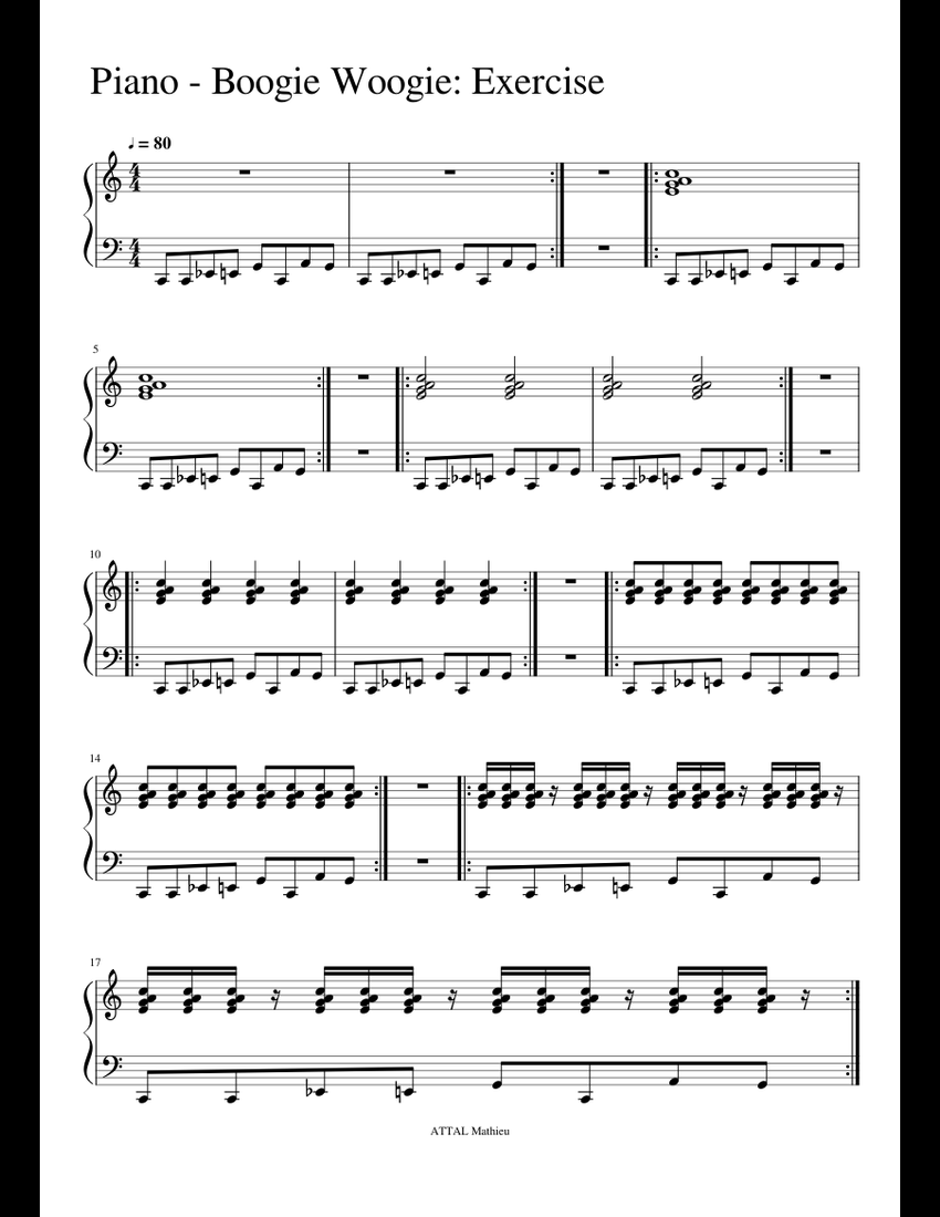 Piano Boogie Woogie Exercise sheet music for Piano download free in PDF