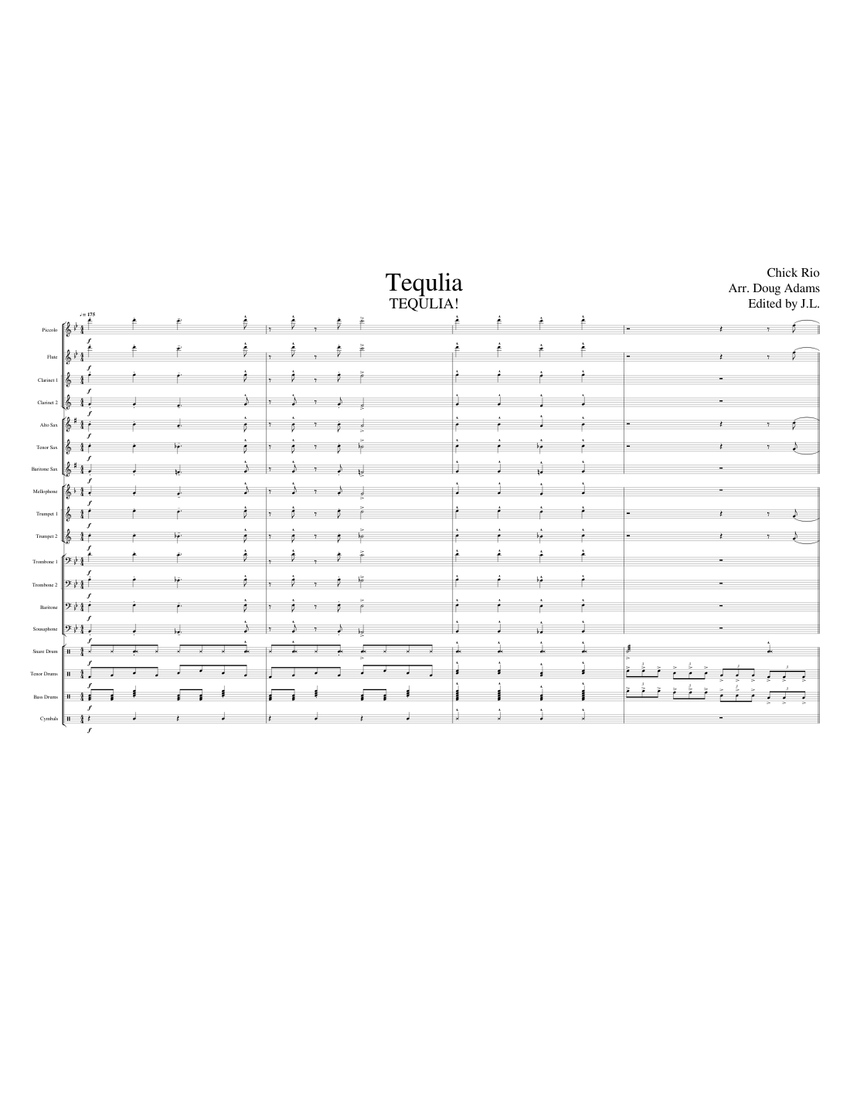 Tequila Sheet music for Trumpet (In B Flat), Trombone, Flute,