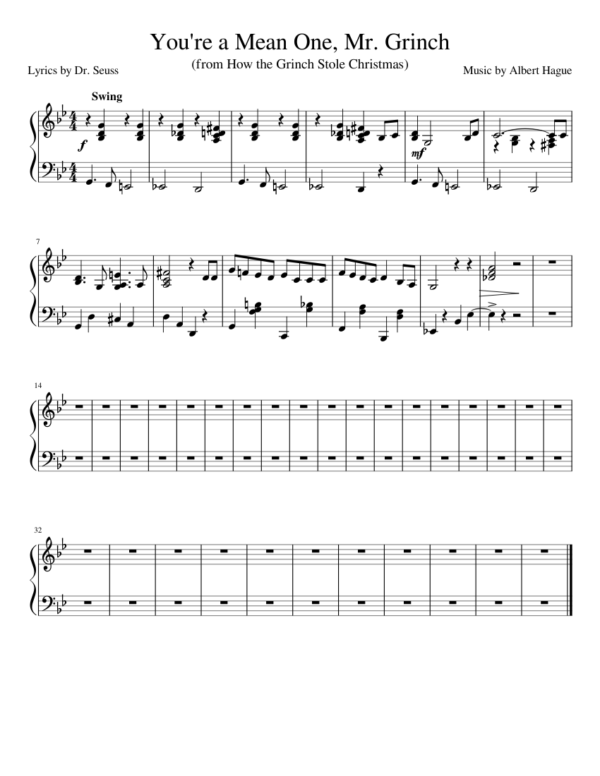 Mr Grinch Sheet music for Piano | Download free in PDF or MIDI
