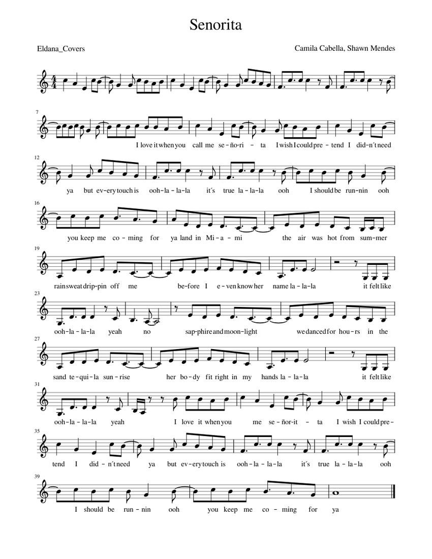 Senorita Sheet music for Piano | Download free in PDF or MIDI ...