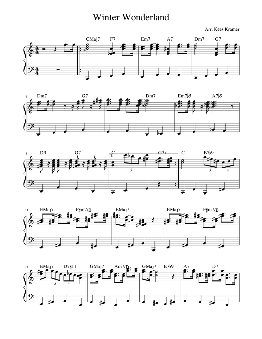 Download Winter Wonderland Sheet music for Piano (Solo) | Musescore.com