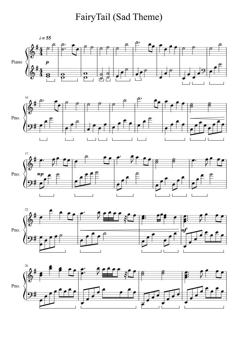 Fairy Tail (Sad Theme) sheet music for Piano download free in PDF or MIDI
