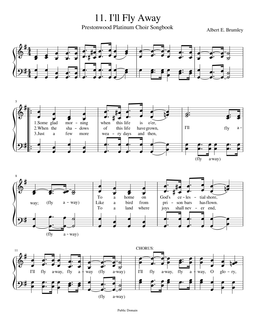 11 I ll Fly Away sheet music for Piano download free in PDF or MIDI