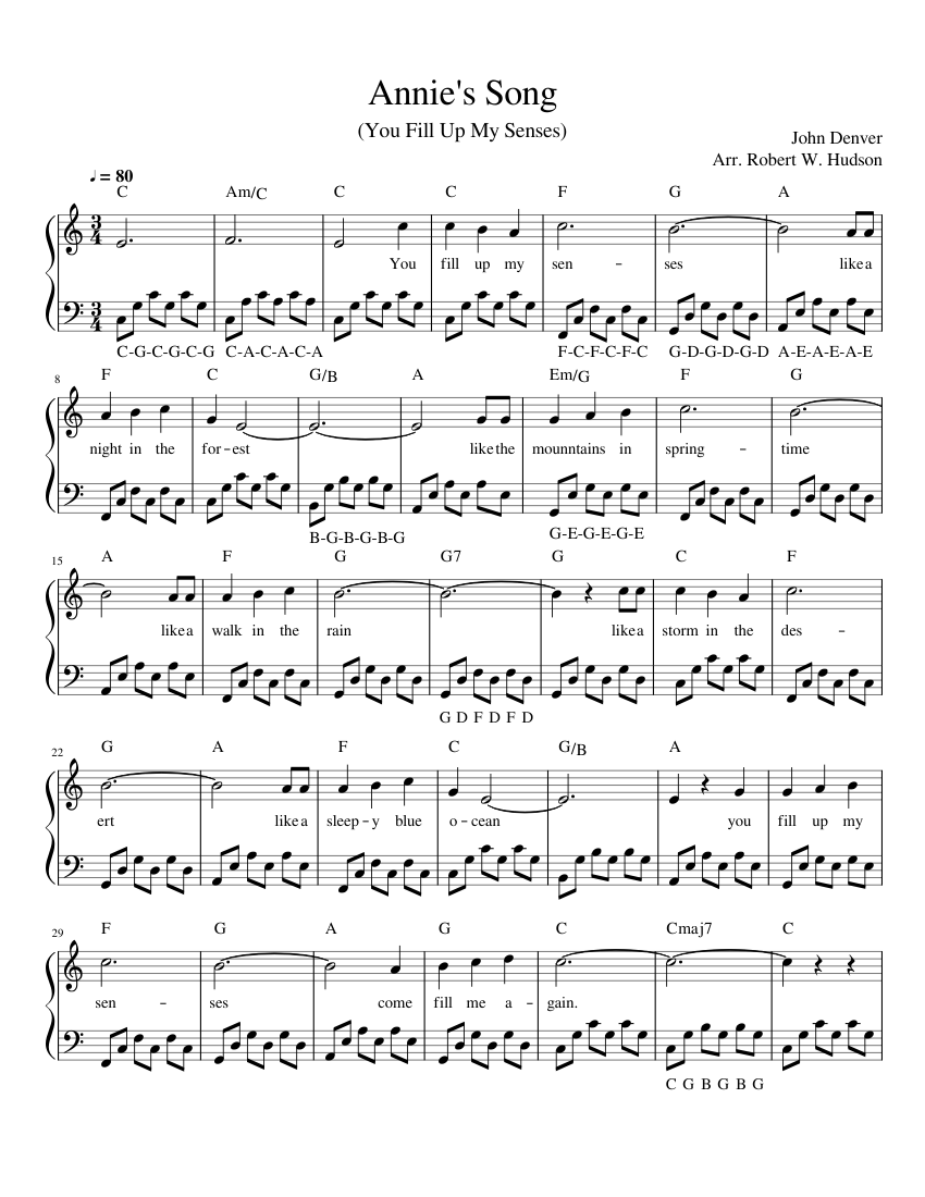 Annie's_Song sheet music for Piano download free in PDF or MIDI
