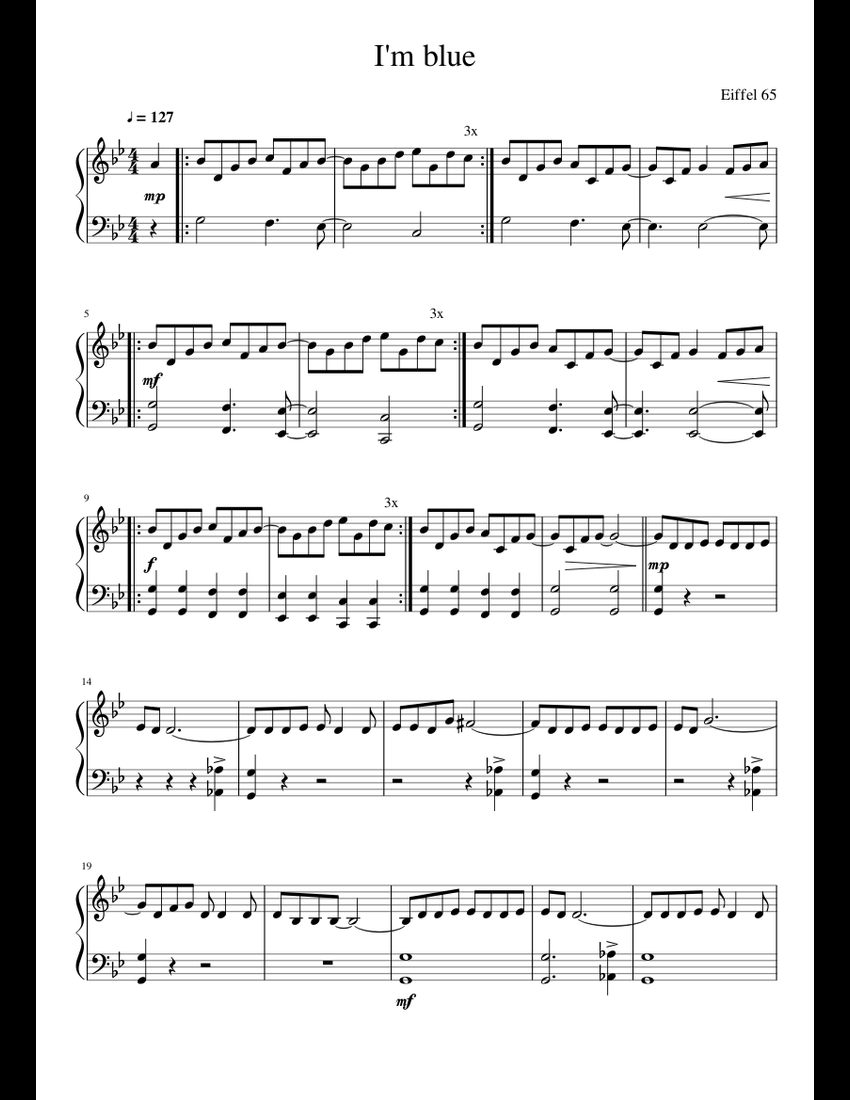 I' m blue sheet music for Piano download free in PDF or MIDI