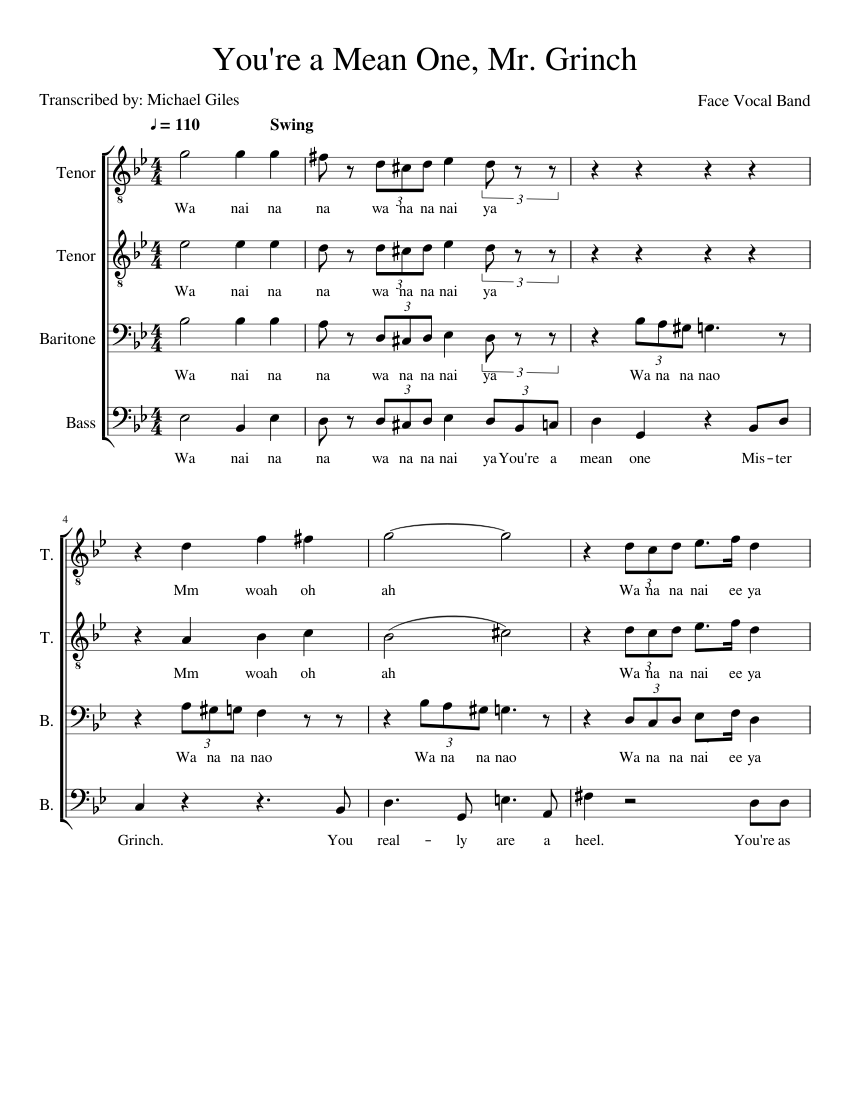 You're a Mean One, Mr. Grinch sheet music for Voice download free in