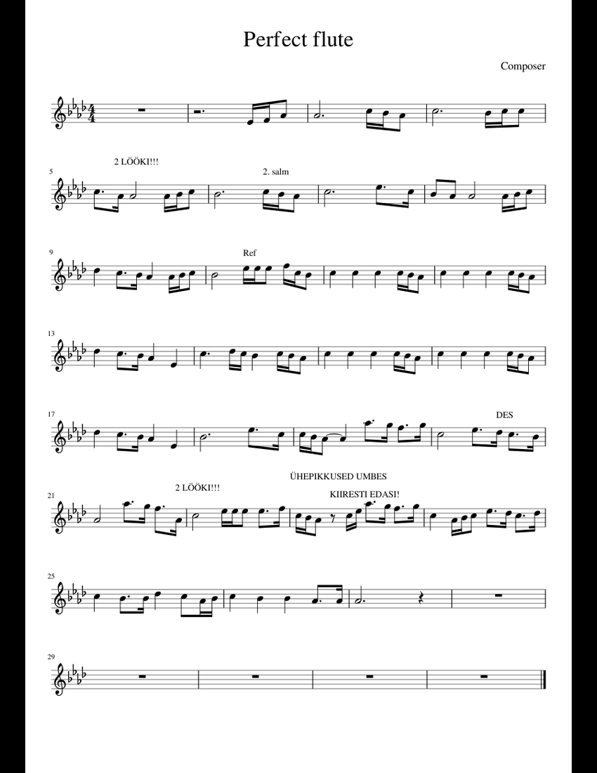 Ed Sheeran Perfect flute sheet music for Piano download free in PDF or MIDI
