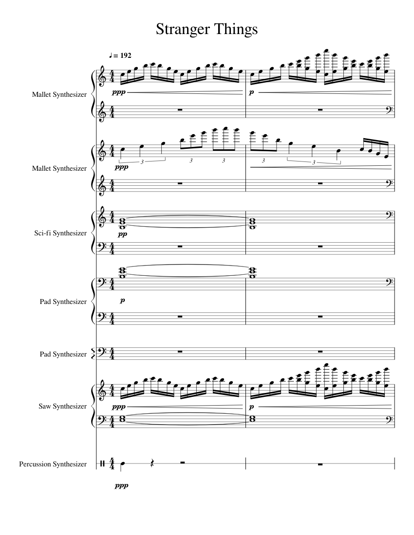 Stranger Things sheet music for Synthesizer, Percussion download free