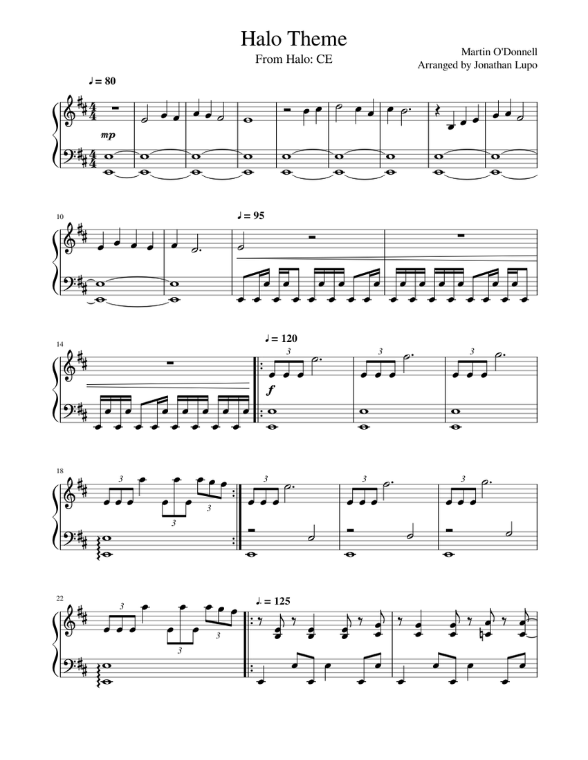 Halo Theme Sheet music for Piano | Download free in PDF or MIDI