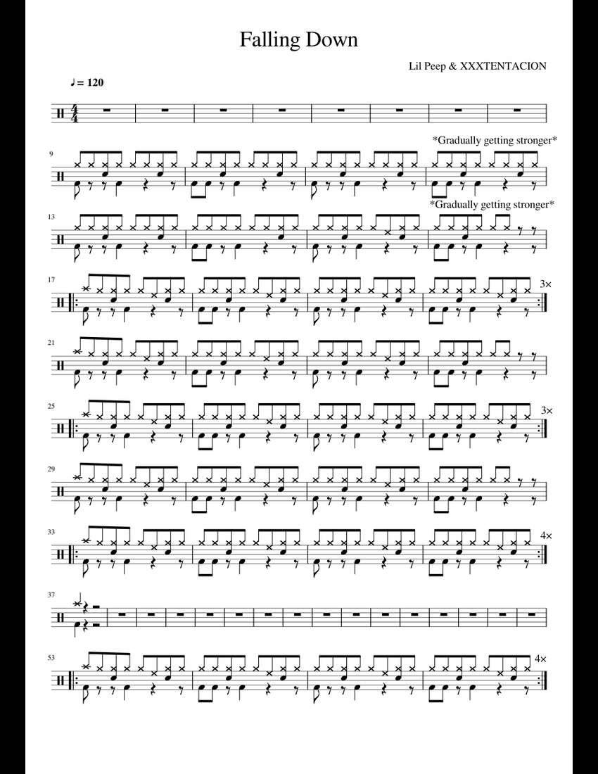 Lil Peep - Falling Down sheet music for Percussion download free in PDF