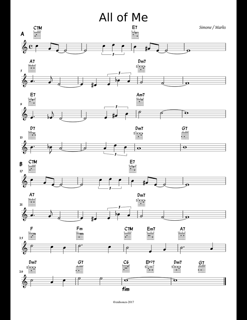 All of Me sheet music for Piano download free in PDF or MIDI