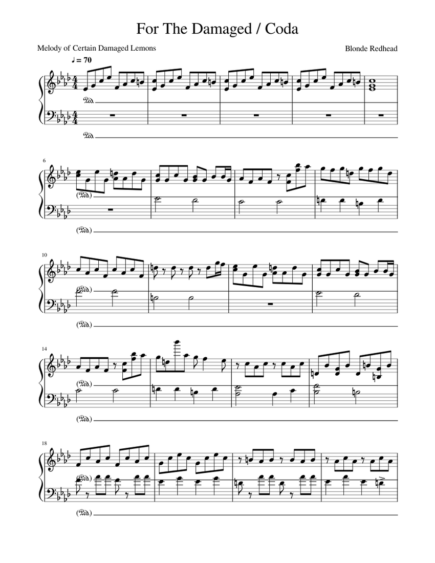 For The Damaged + Coda Sheet music for Piano | Download free in PDF or
